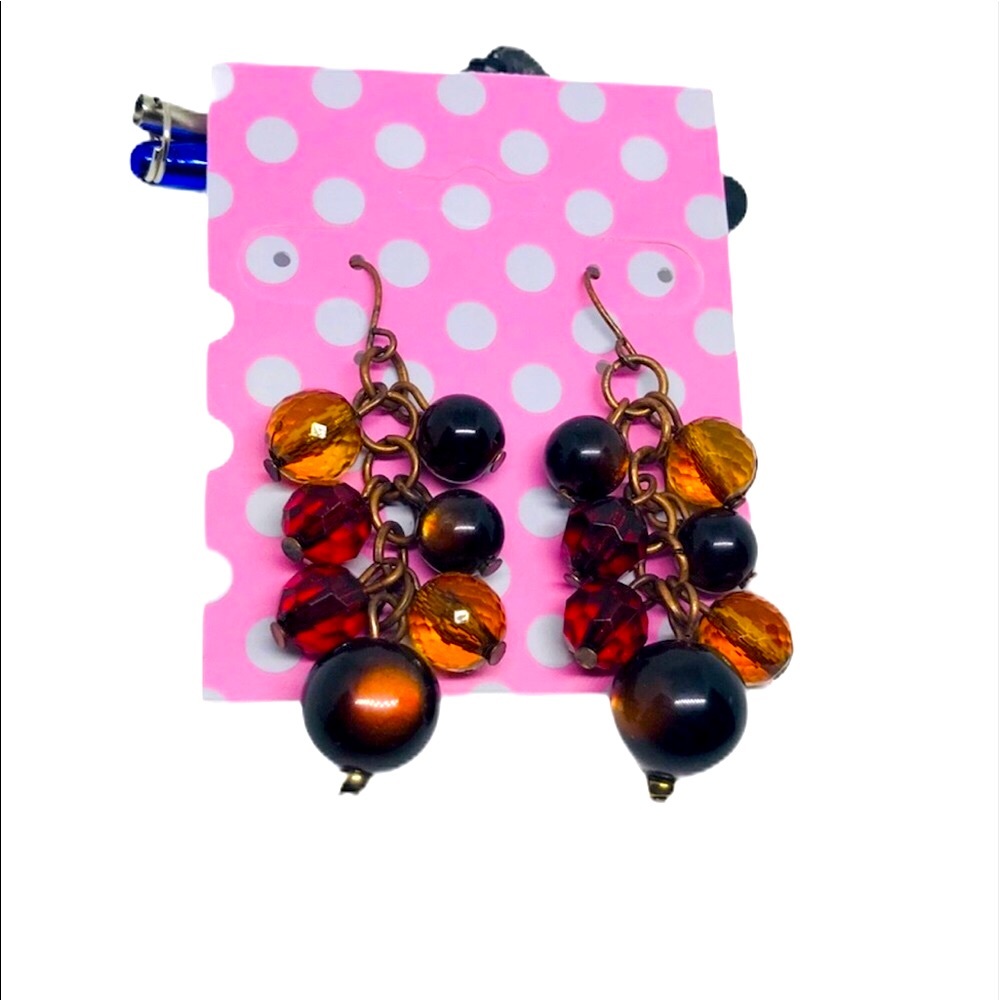 Vintage Beaded Deep Rich Colored Earrings